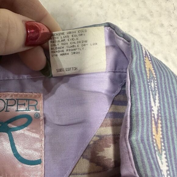 Vintage Women’s Western Aztec Shirt Roper Karman Button Up Size 19/20 42 Rodeo - Picture 5 of 6